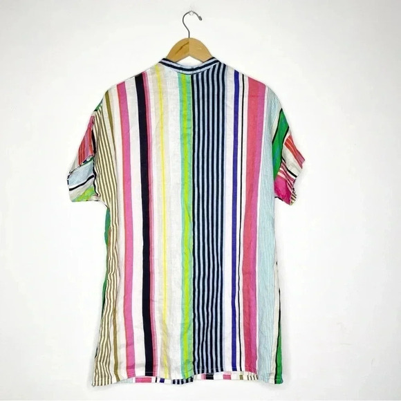 VILAGALLO Linen HARPER DRESS MULTI STRIPES Size Small - Picture 6 of 8